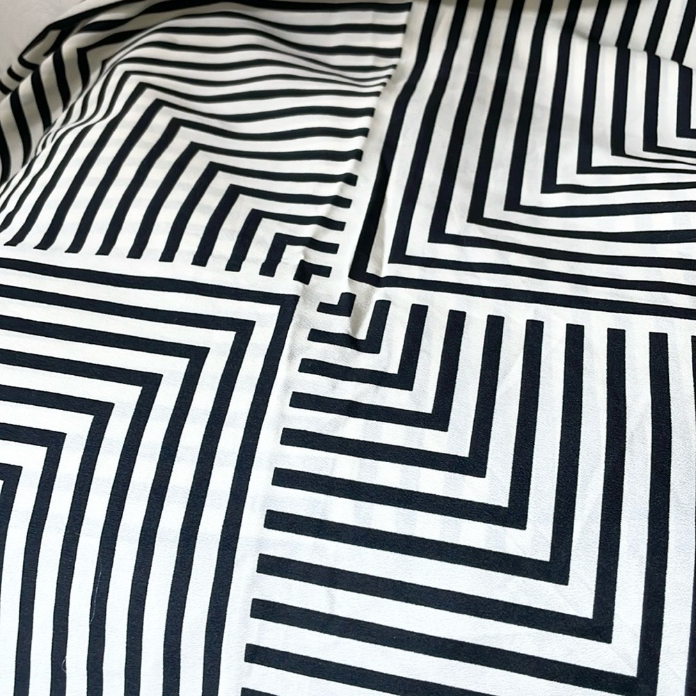 Black And White Striped Chiffon Scarf